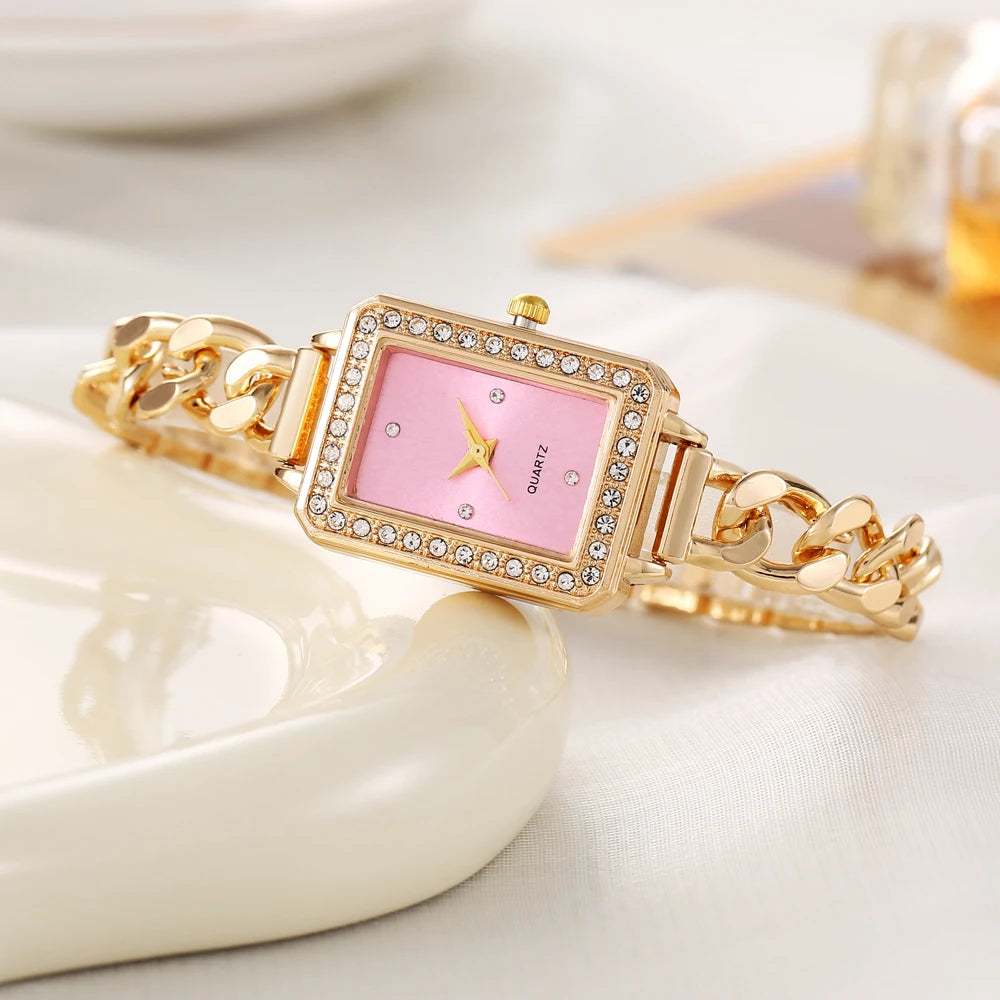 New women's watch, niche fashion, vintage fashion, colorful temperament bracelet watch, square quartz bracelet watch Qme