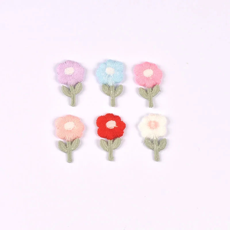 10pcs 17x30mm mix colors Flower patch Cute Woven Clothing decoration for DIY Headwear/Clothing/Shoes/Bags cp3837 Qme 17x30mm-mix