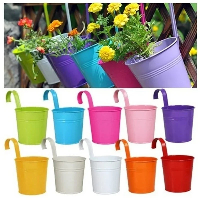 Iron Hanging Flower Pot Hook Wall Mounted Planter Holder Balcony Qme