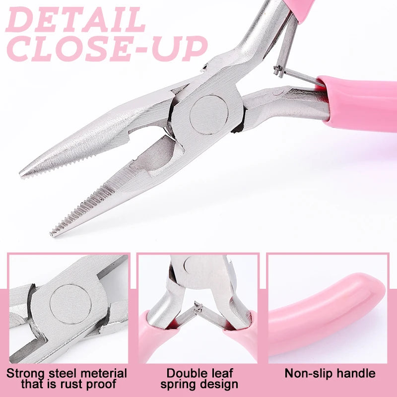5 Packs Jewelry Pliers Set Professional Jewelry Making Tools With Needle/Round/Chain/Bent/Zipper Pliers for Repair Cut Crafting Qme