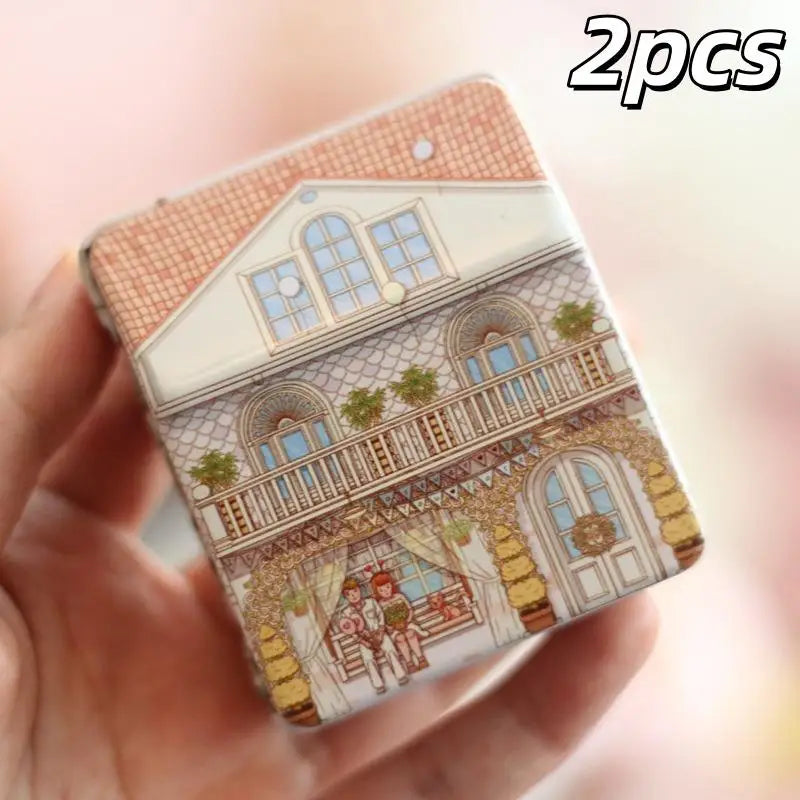 2Pcs Multi-Purpose Organizer Vintage European House-Shaped Metal Storage Box With Hinged Lid For Office Pantry Sealing Container Qme A1