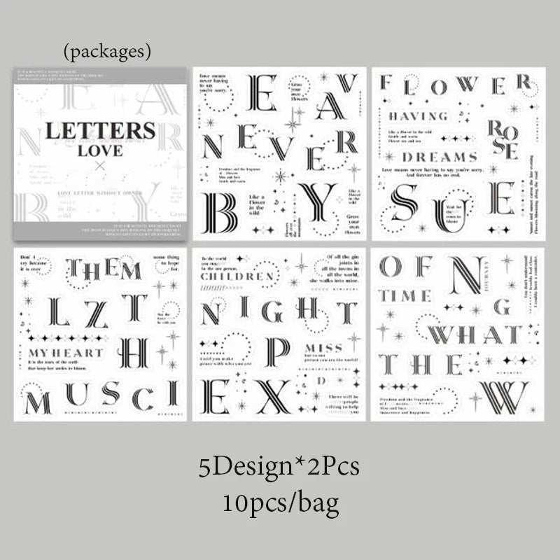 Sticker Book 10pcs/bag Art Alphabet Sticker Book Minimalist Fashion Style Stickers DIY & Scrapbook Diary Decorative Sticker Book Qme 2