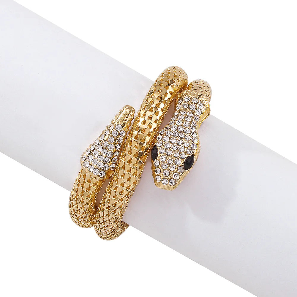 New exaggerated snake bracelet punk hip-hop personality jewelry men and women micro-inlaid creative jewelry Qme