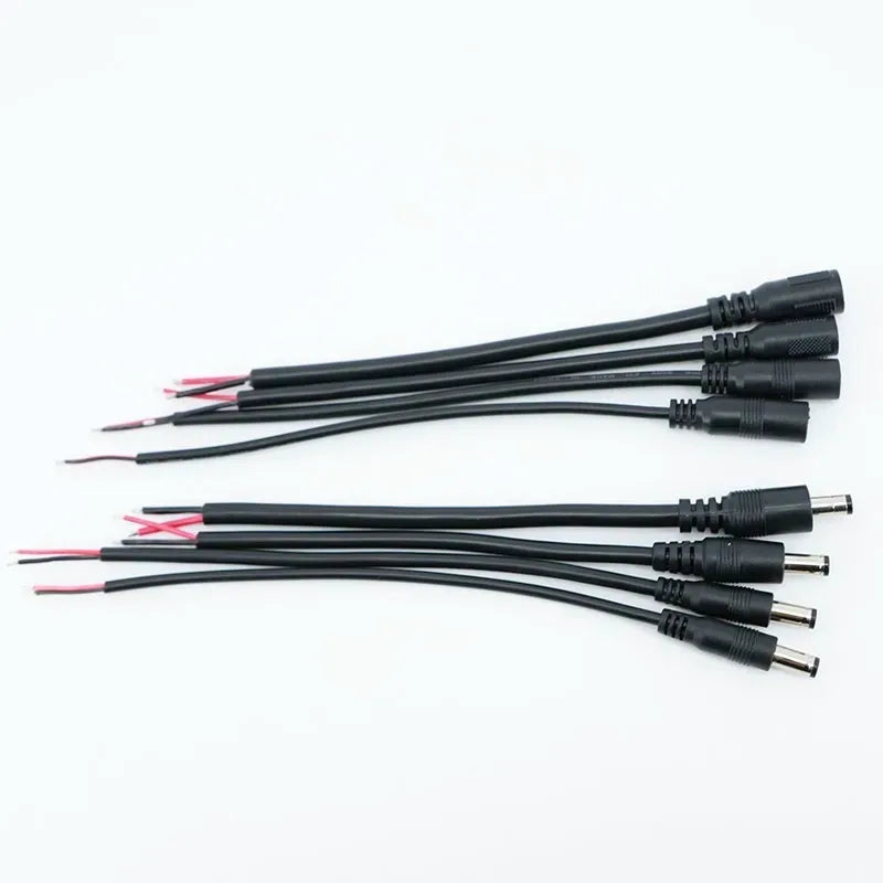 30PCS DC Power Cable 5.5*2.1mm Male Female Connectors for Surveillance LED Strip Light Plug Power Supply Accessory Qme