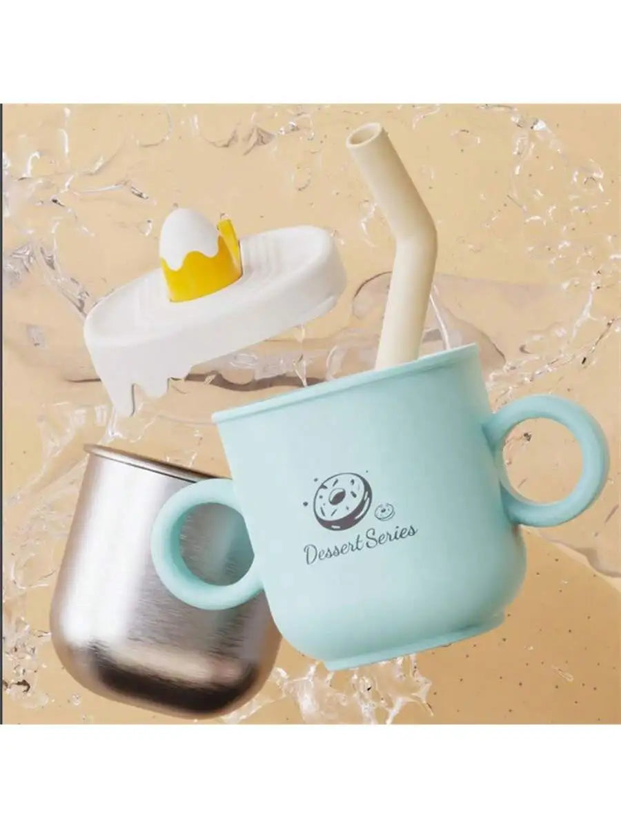 Milk Cup Handle Scale Double-layer Insulated Heat-resistant Straw Qme green 301-400ml