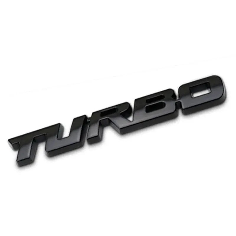 Car Sticker Turbocharged Turbo Metal Alloy 3D Badge Car Modification Accessories Rear Marked Side Marking Decorative Car-Sticker Qme 9.7X1.1cm Black