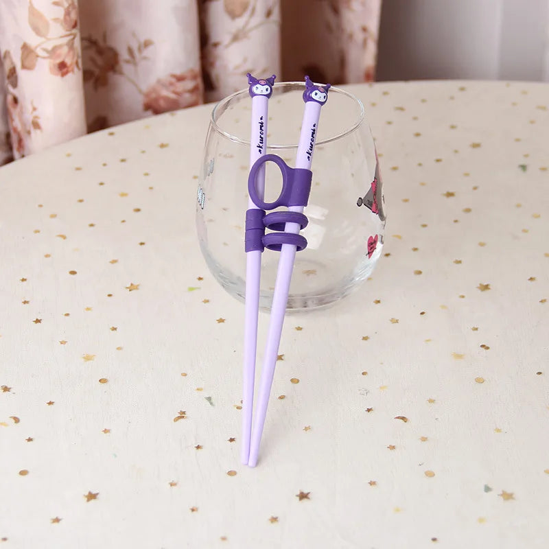 Hello Kitty Kuromi Finger-Loop Practice Chopsticks Food-Grade, Cute, and Stylish Chopsticks Qme 1