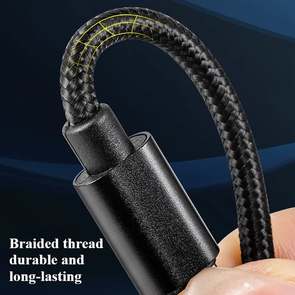 66W Nylon Braided USB Type C to Type C Fast Charging Cable 1/2/3m Quike Charging Data Wire For iPhone Samsung Xiaomi Data Line Qme