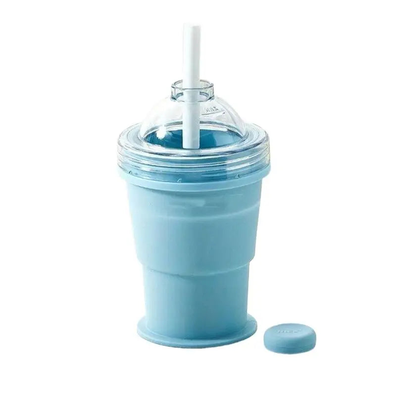 2026New Portable Foldable Ice Ball Cup With Built-in Straw Food-Grade Silicone Ice Maker Mold Summer Outdoor Travel Tumbler. Qme