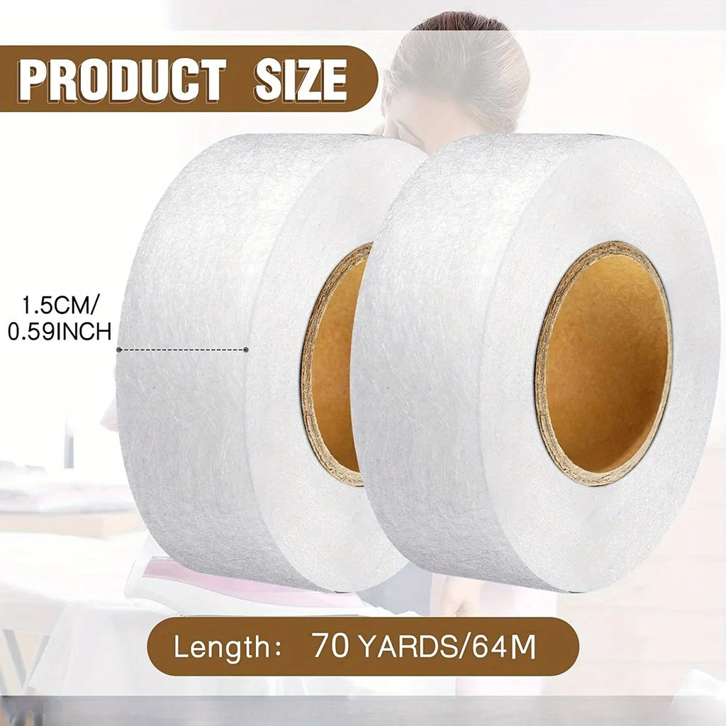 1 Rolls Fabric Fusing Tape Adhesive Hem Tape Iron On Tape Each 1.5cm(White/Black, 70 Yards) Qme