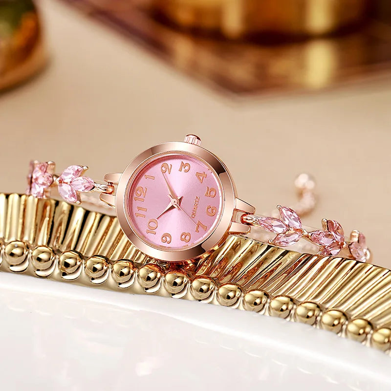 @//Elegant Women Watches Luxury Rhinestone Bracelet Bracelet Quartz Watch Reloj Mujer Girls Clock Gift（Without Box） Qme