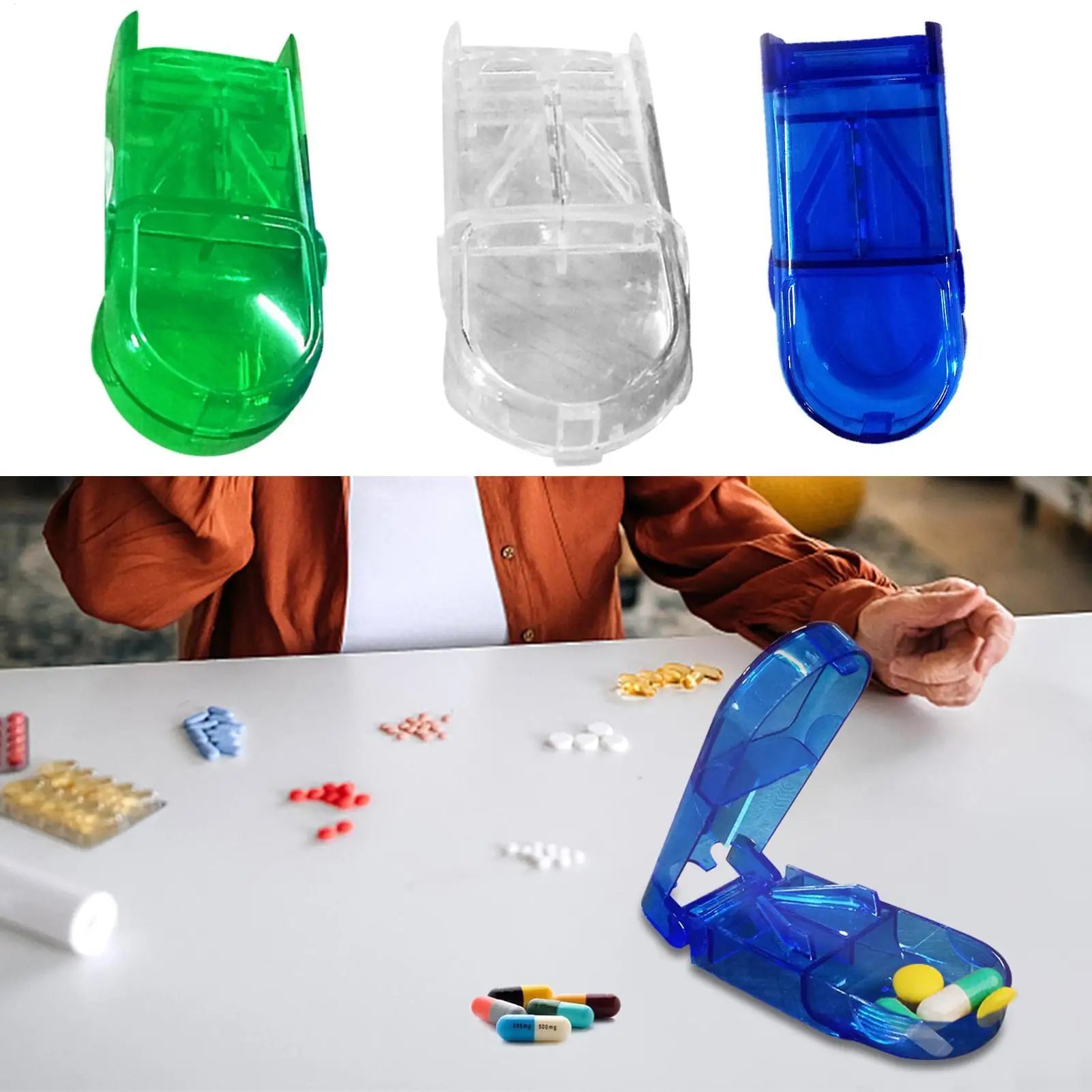 Portable Multiple Pill Dispenser Multifunctional Medicine Crusher Clear Vitamin And Medicine Crusher For Adults And Children Qme