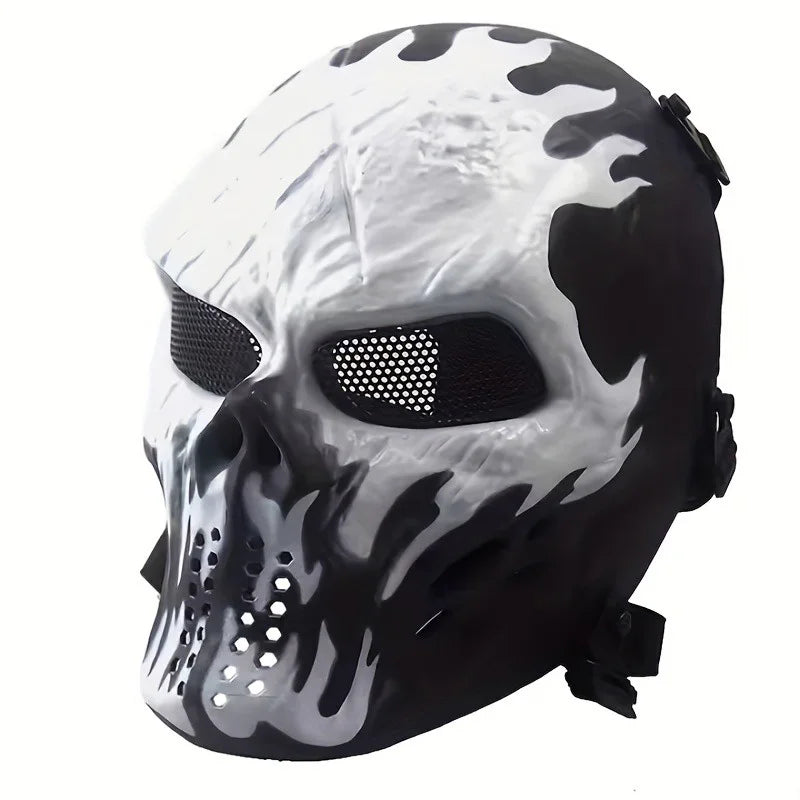 Men's Skull Warrior Mask Cool Camouflage Party Cosplay Accessory Unique Birthday Gift for Boyfriend Horror Game Party Decoration Qme White Skull