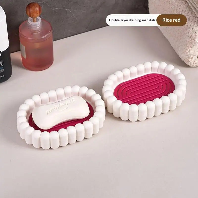 Plastic Bathroom Shower Soap Box Travel Portable Small Tray Dish Qme Red