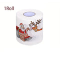 Christmas Festive Toilet Paper - 2 Layers, Unscented, with Santa and Reindeer Patterns - Perfect for Holiday Home Decorations, C Qme 1Roll