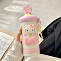 New Hello Kitty Insulated Cup Cute, Large-Capacity Straw Cup Stylish, Portable Travel Cup for Girls and Students Qme 2 600ML