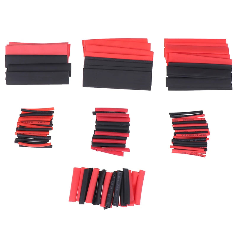 127Pcs Weatherproof heat shrink sleeving tubing tube assortment kit black glue. Qme