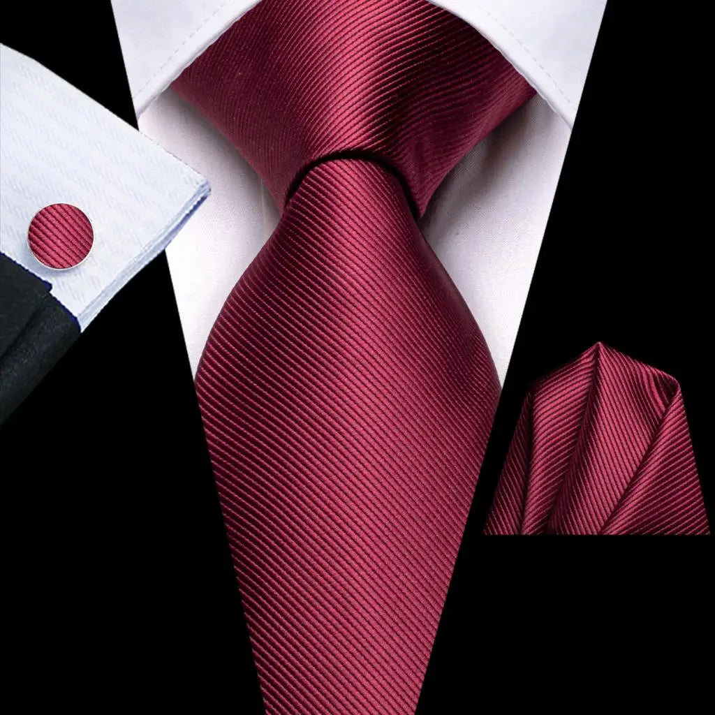 Hi-tie Solid Orange Blue Mens Fashion Necktie Handkerchief Cufflinks