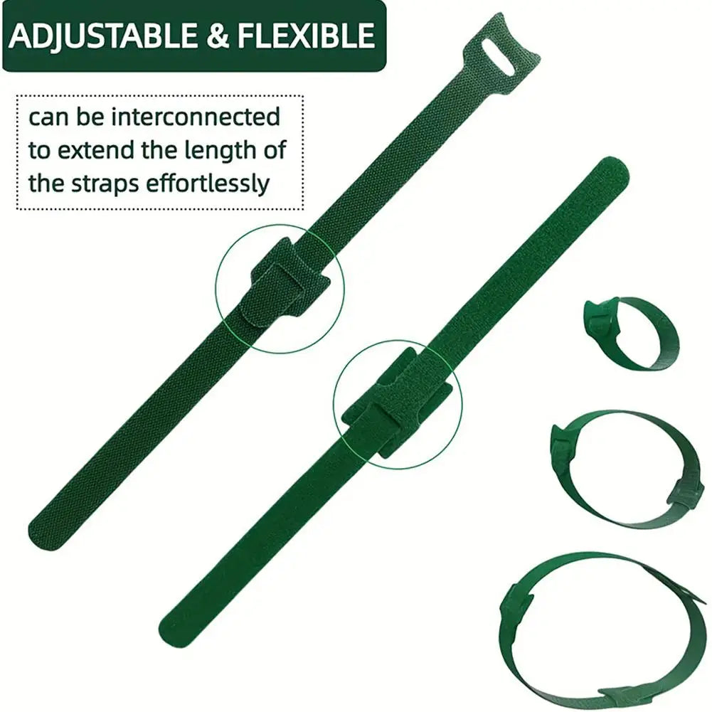Garden Green Cable Ties Adjustable Nylon Plant Straps Featuring Hook Qme