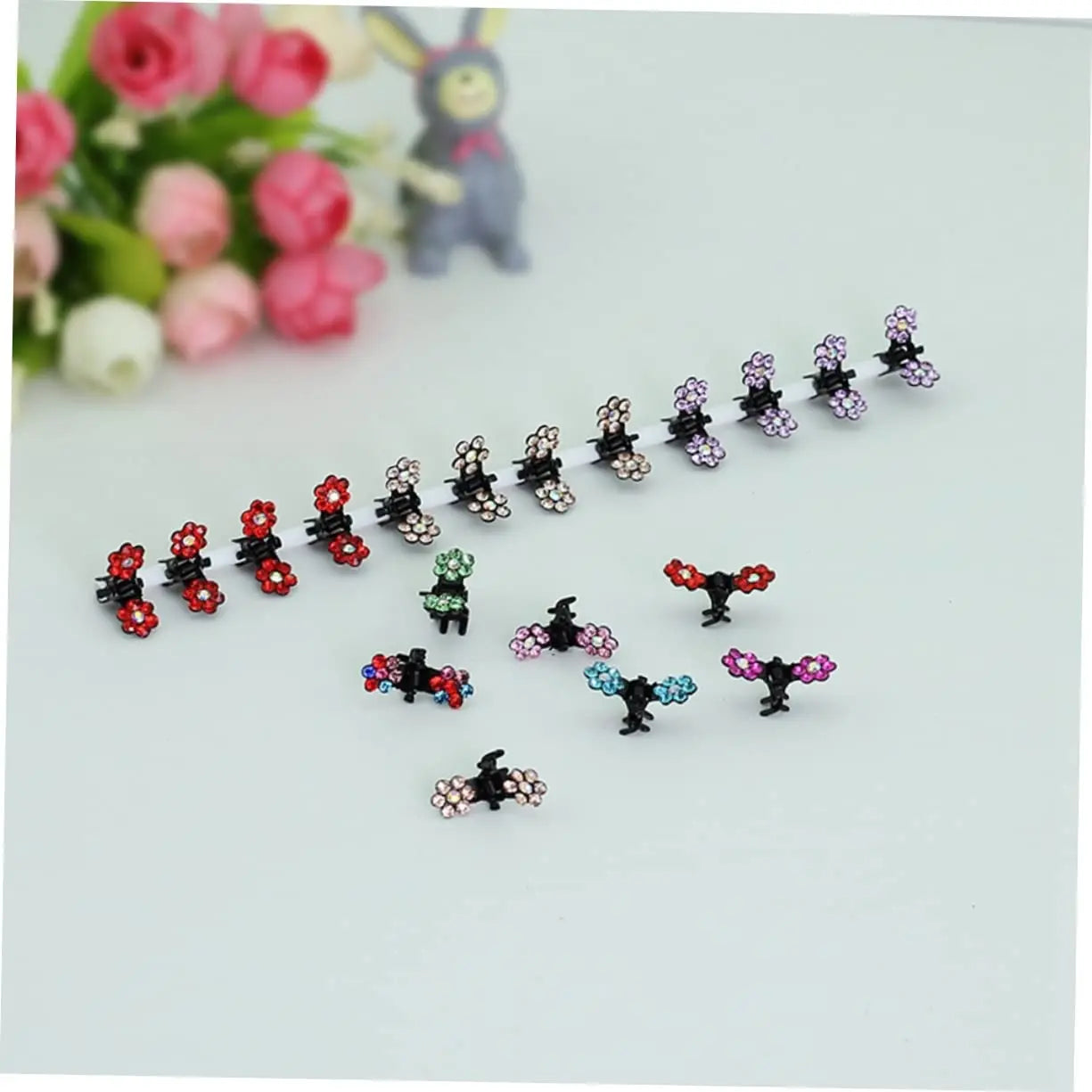 Mini Hair Clips Plum Flower Crystal Design Drill Hair Claw Pins for Women Styling Accessories for Parties Weddings Birthdays Qme