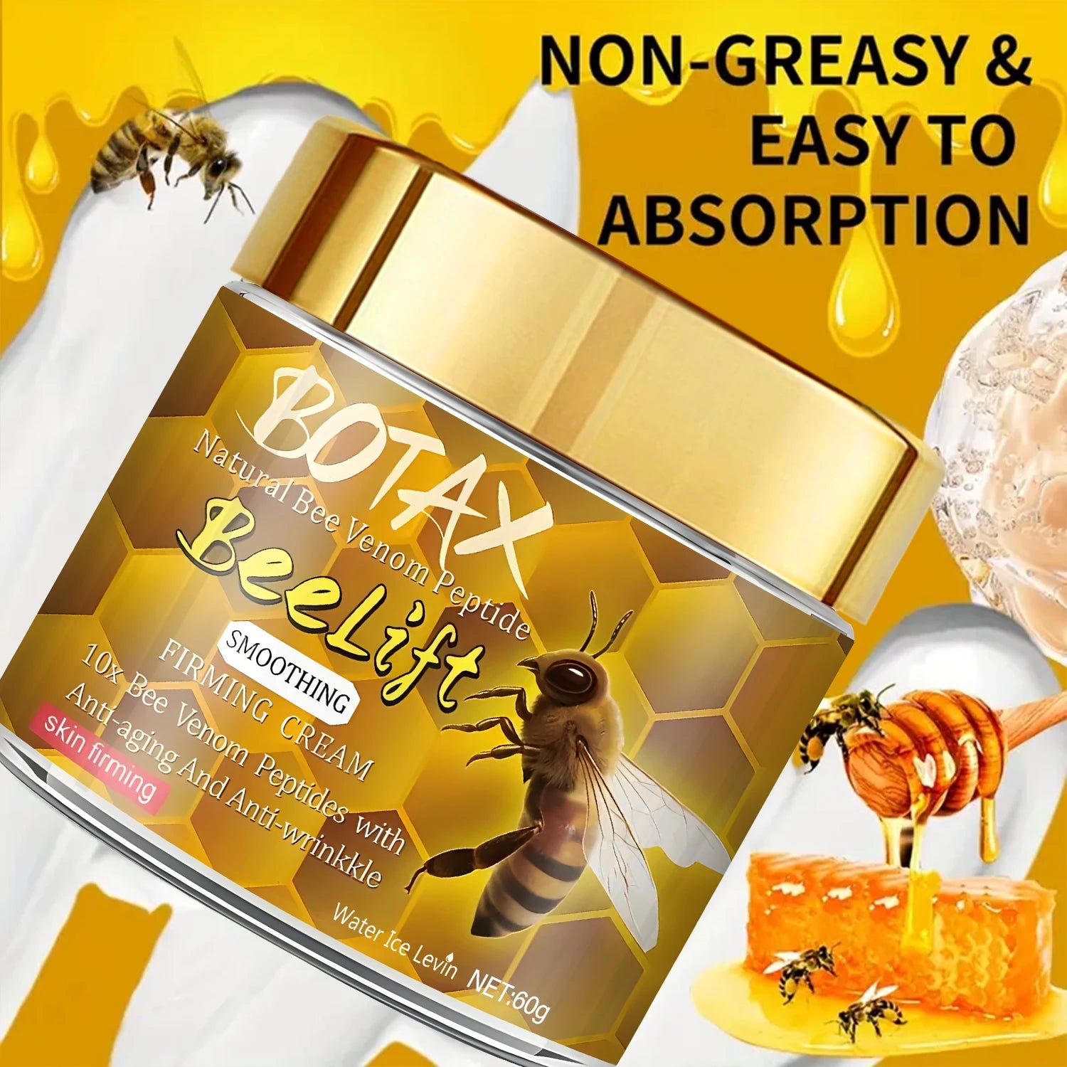 Botax Natural Bee Venom Peptide Beelift Face Cream - 10x Anti-Aging & Smoothing Firming Cream with Retinol Qme