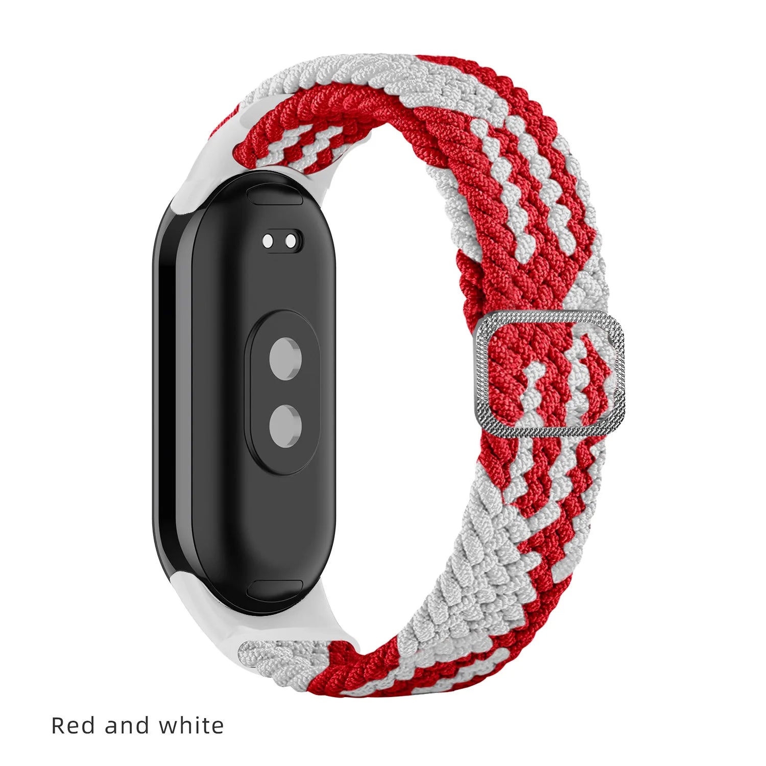 Elastic Nylon Adjustable Watchband for Xiaomi Mi Band 8 / NFC Replacement Bracelet Men Women Sport Strap Qme Red White 1