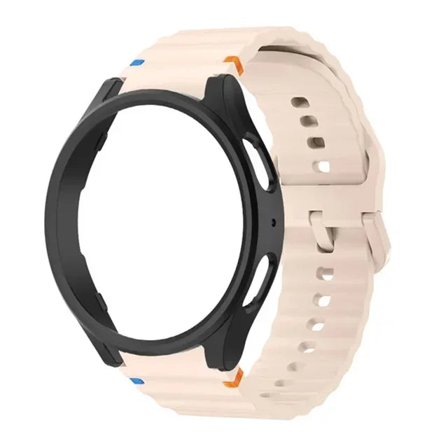 Case+Strap for Samsung Galaxy Watch 7 40mm 44mm Sport Silicone Band Bracelet PC Case Protector Cover Bumper for Galaxy Watch 7 6 Qme PB Galaxy Watch 7 40mm