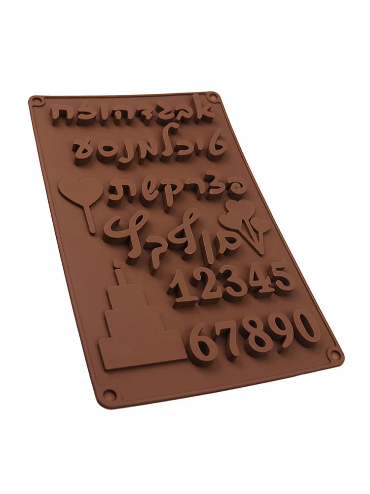 1Pc 3D Hebrew Letters Arabic Numbers DIY Silicone Chocolate Mold For Baking Cake Bakeware Mould Decorating Tools Qme 1pc