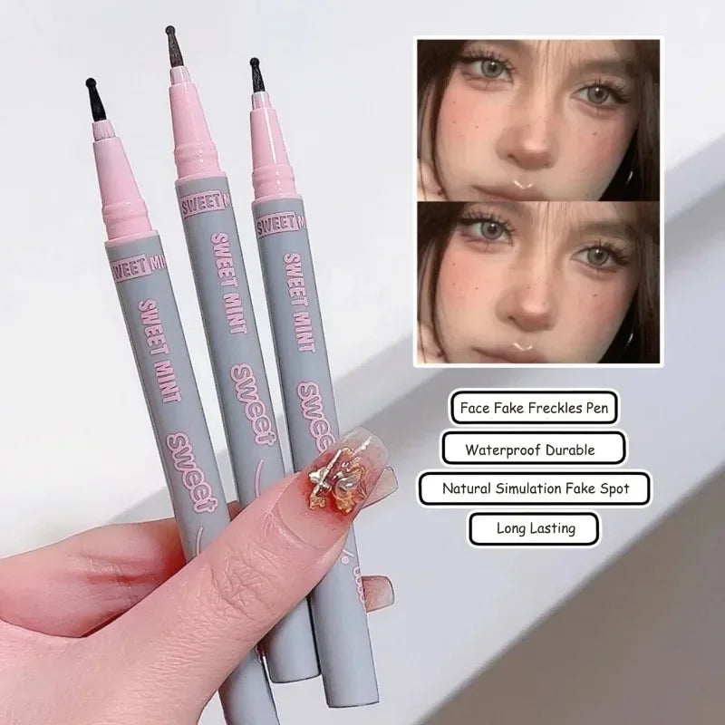 Natural Lifelike Freckle Makeup Pen Liquid Lightweight Round Head Fake Spot Pen Long Lasting Waterproof Face Dot Mole Pen Qme