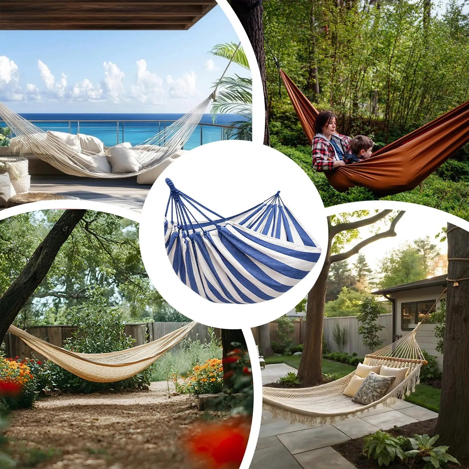 Outdoor Hammock 78x59inch Comfort Portable Lightweight Swing Adults Camping Hammocks For Travel Backpacking Hiking Picnic Beach Qme