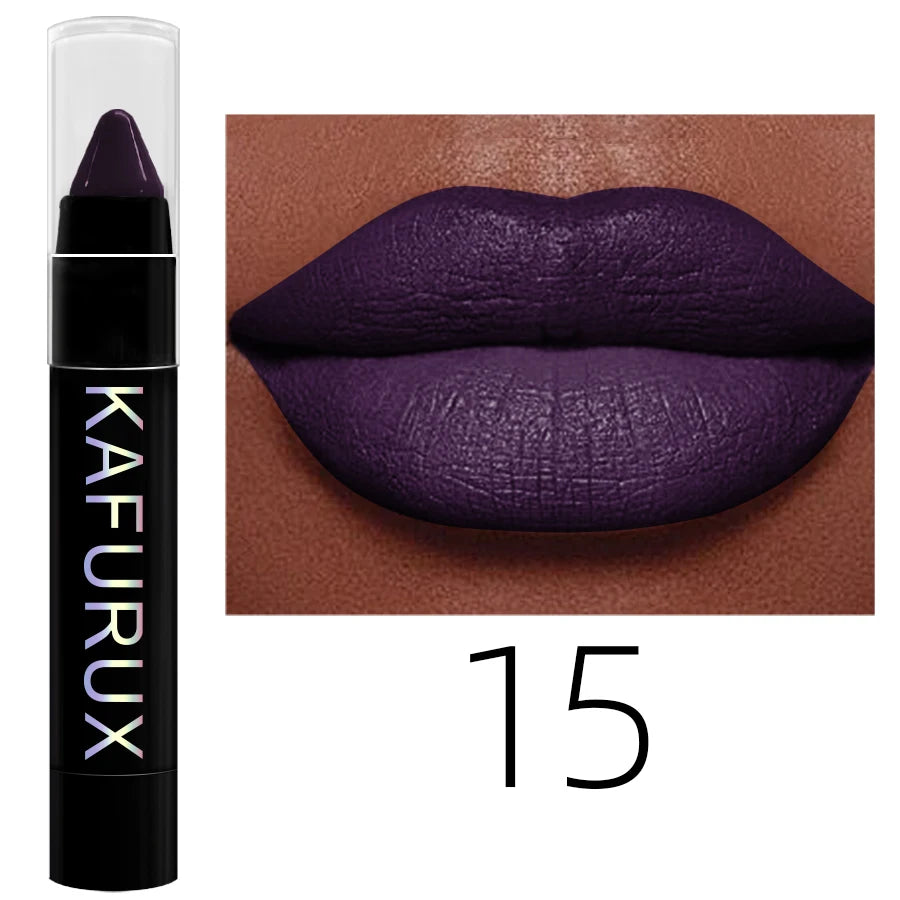 15 Colors Nude Velet Matte Lipstick Pencil Waterproof Long Lasting Qme 15