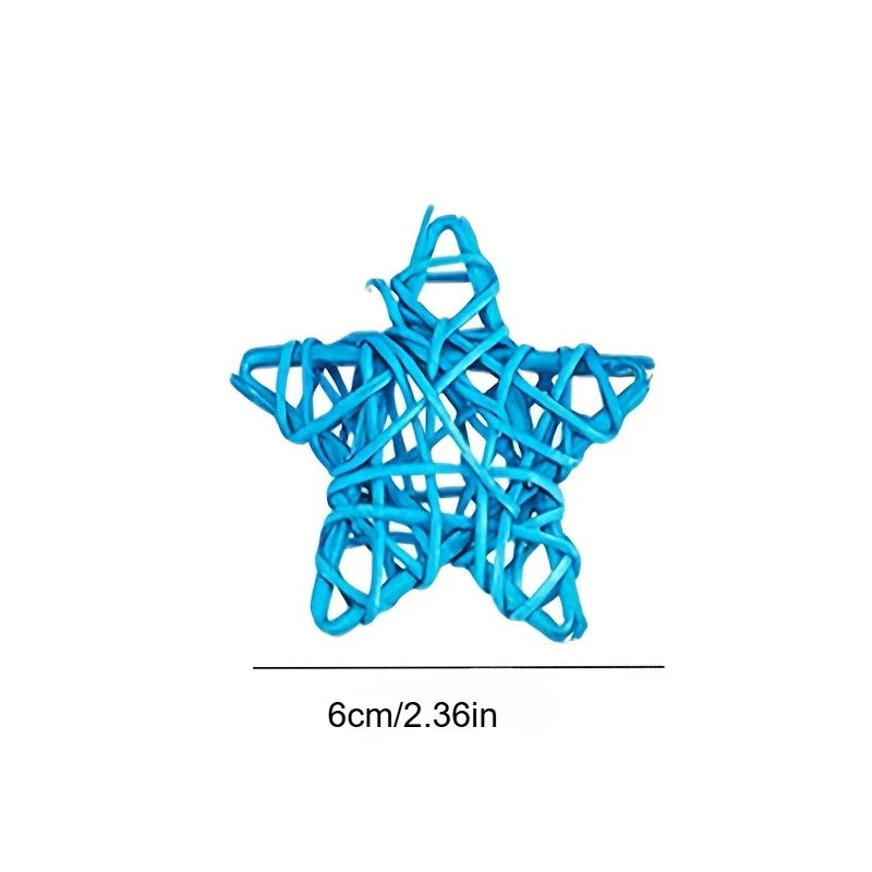 Star shaped rattan ball decoration, star shaped vase filled with star shaped willow balls for home decoration, wedding table Qme