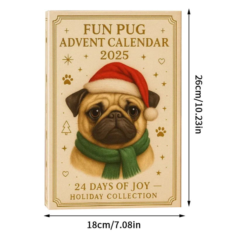 Pug Advent Calendar 2025 24 Days Christmas Cute Dog Hanging Ornaments Qme 1PC Multicolor