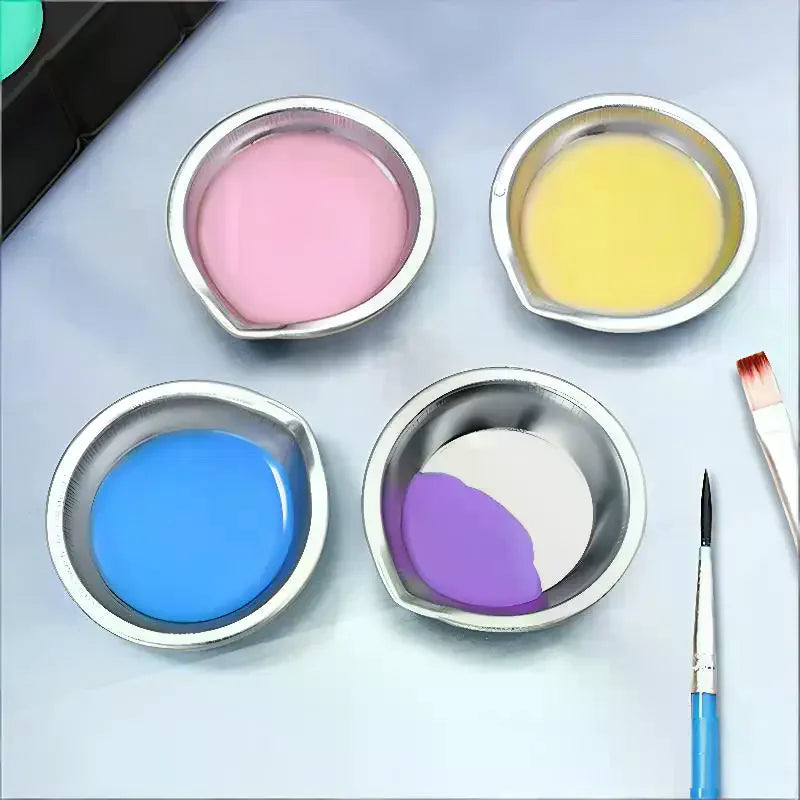 Stainless Steel Paint Palette Bowls Odorless Non-toxic Mixing Cups Qme
