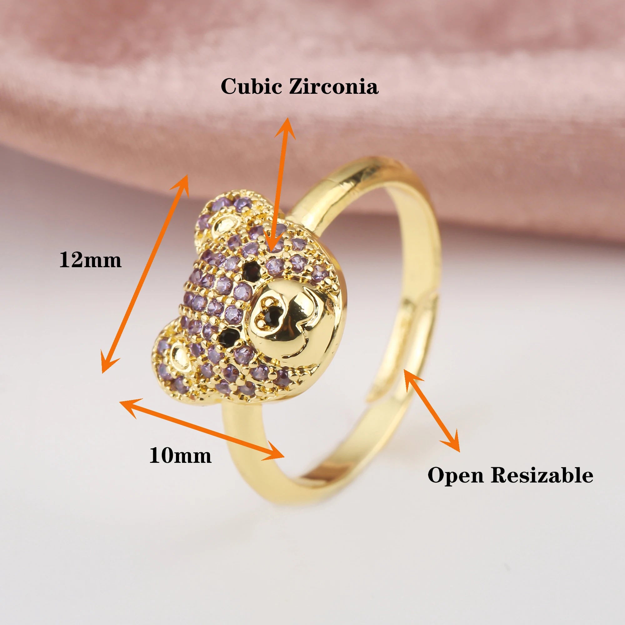 3pcs Exquisite Shiny White Red Zirconia Bear Jewelry Set Necklace Earrings Ring Cute Animal Jewelry Accessories For Women Girls Qme