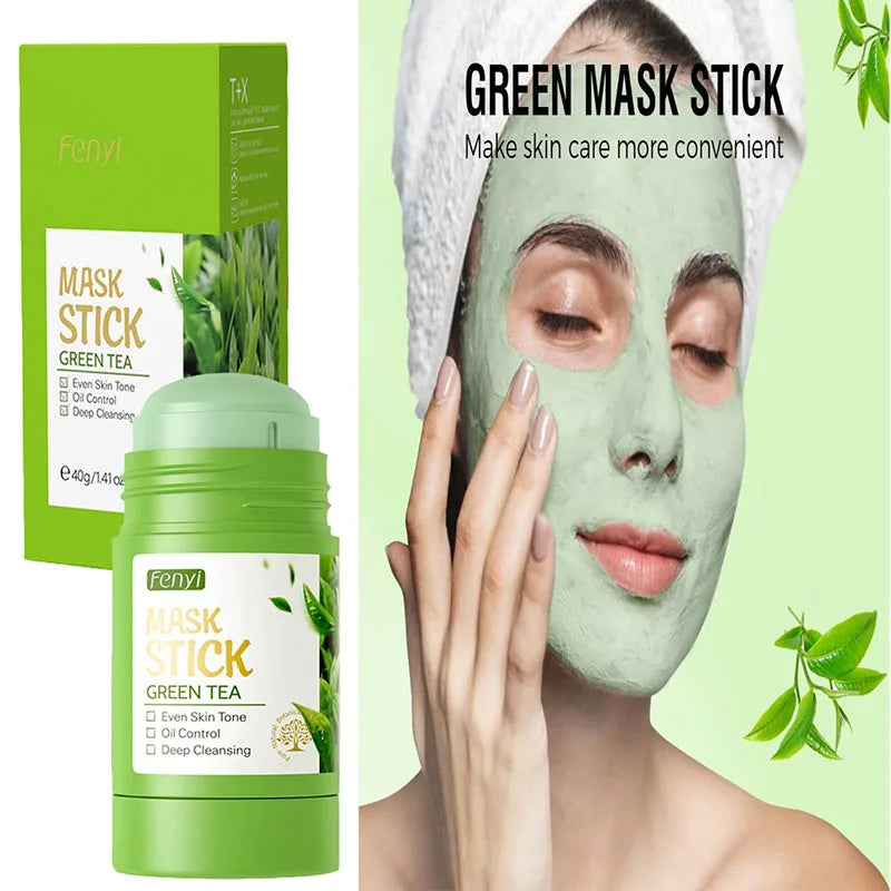 Green Tea Solid Face Mask Stick Cleansing Brightening Moisturizing Qme