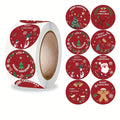 1 roll of Christmas gift circular decoration sealed gift packaging label sticker Qme Red