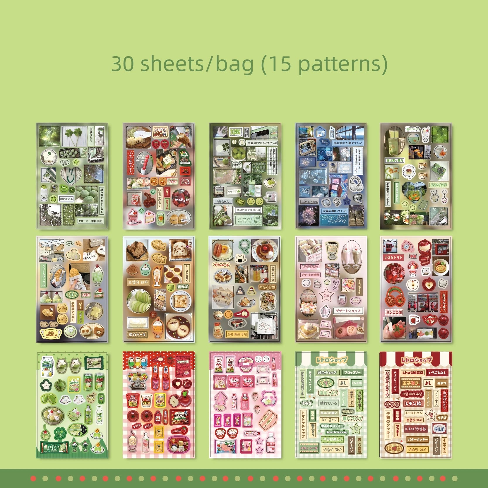 30sheets Showa Fantasy Series Kawaii Flash Die Cut Sticker Book DIY Junk Journal Diary Scrapbooking Material Stationery Stickers Qme C