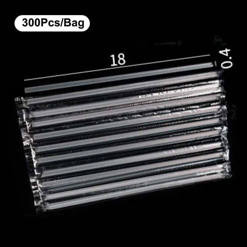 100 300 Disposable Drinking Straw Transparent Plastic Milk Smoothie Qme A3