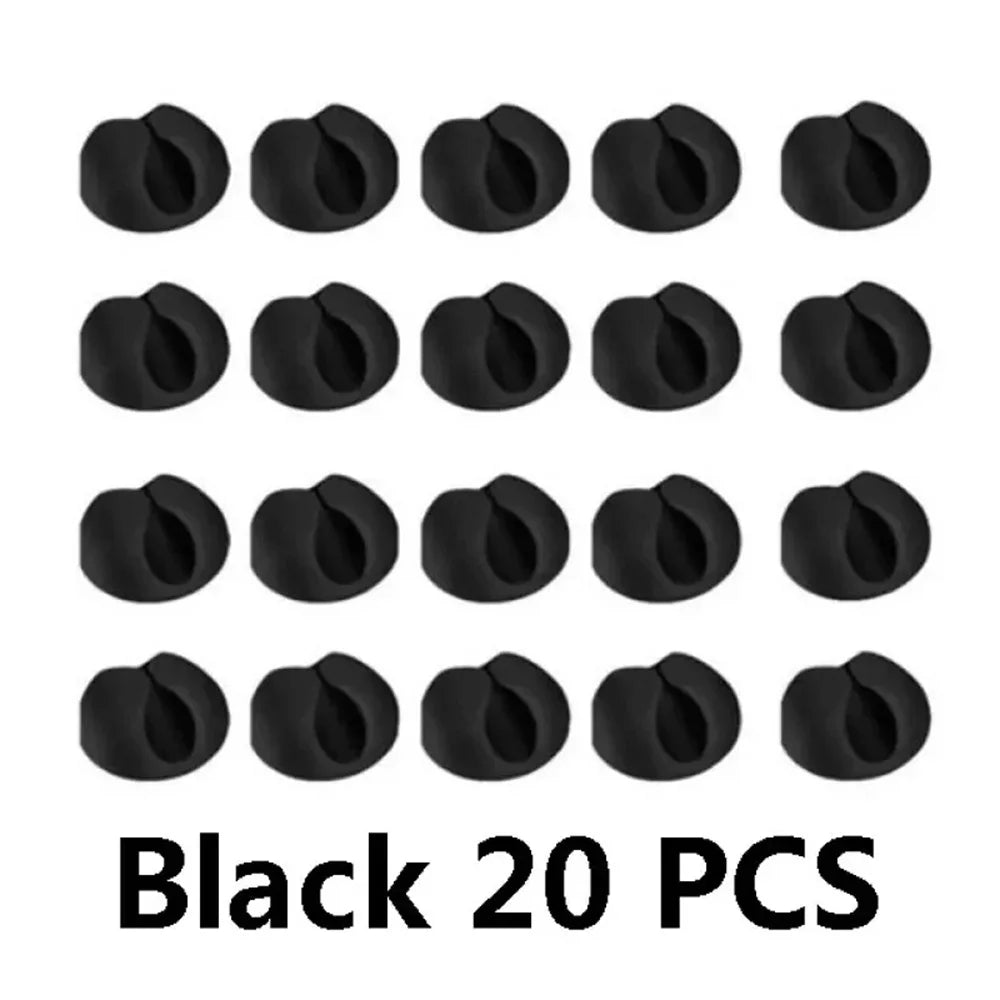 20pcs Data Cable Holders Charger Line Clip Easy to Install For Computer Tablet Cellphone Wire Organization Household Accessories Qme Black 20pcs