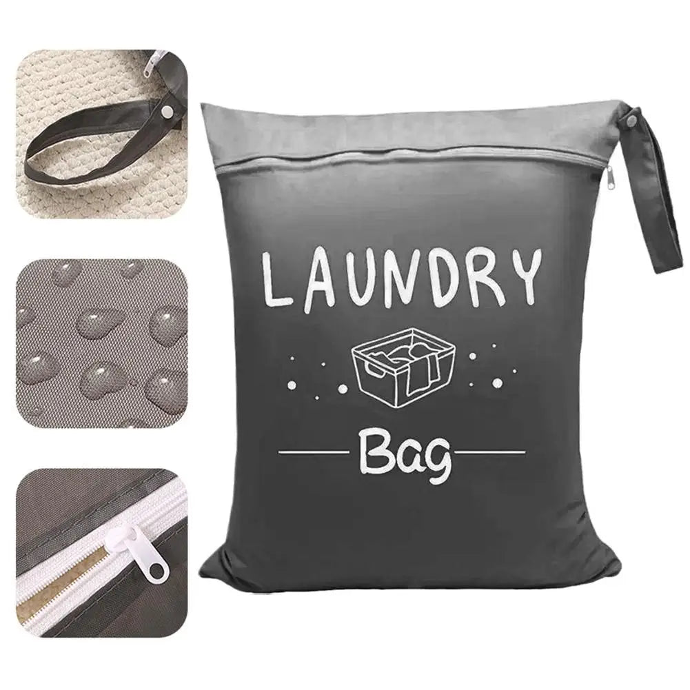 Travel Laundry Bag with Zipper Waterproof Dirty Clothes Storage Pouch Portable Drawstring Laundry Organizer for Suitcase/Dorm Qme