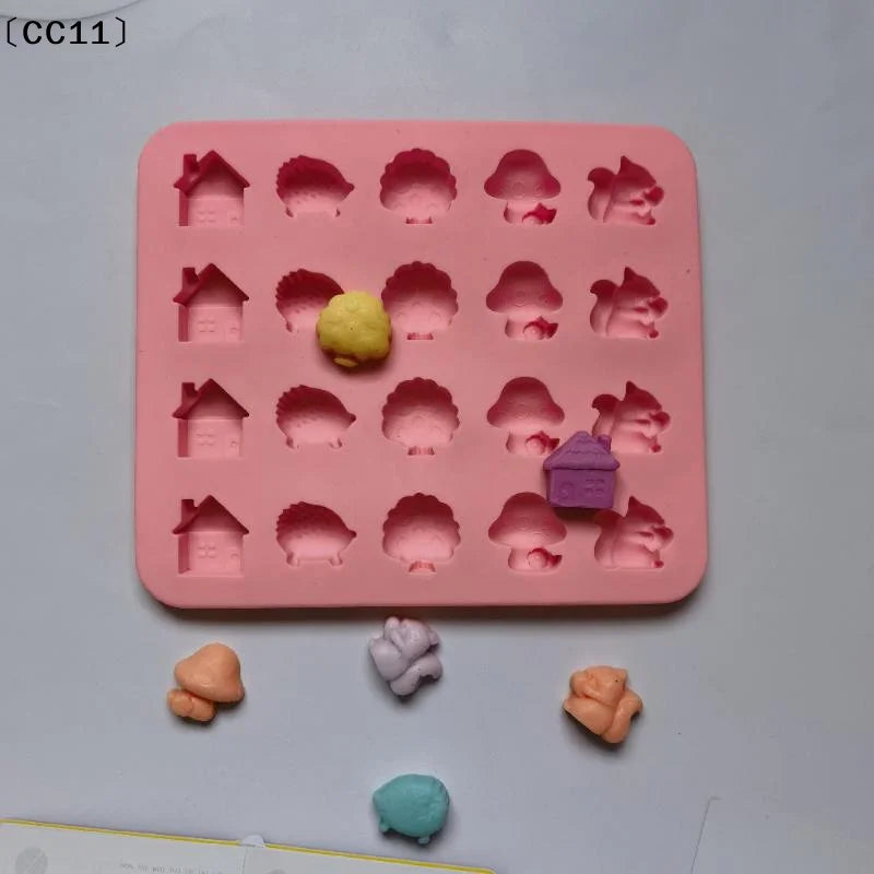 Chocolate Silicone Baking Mold Mushroom Hedgehog Squirrel House Soap Qme