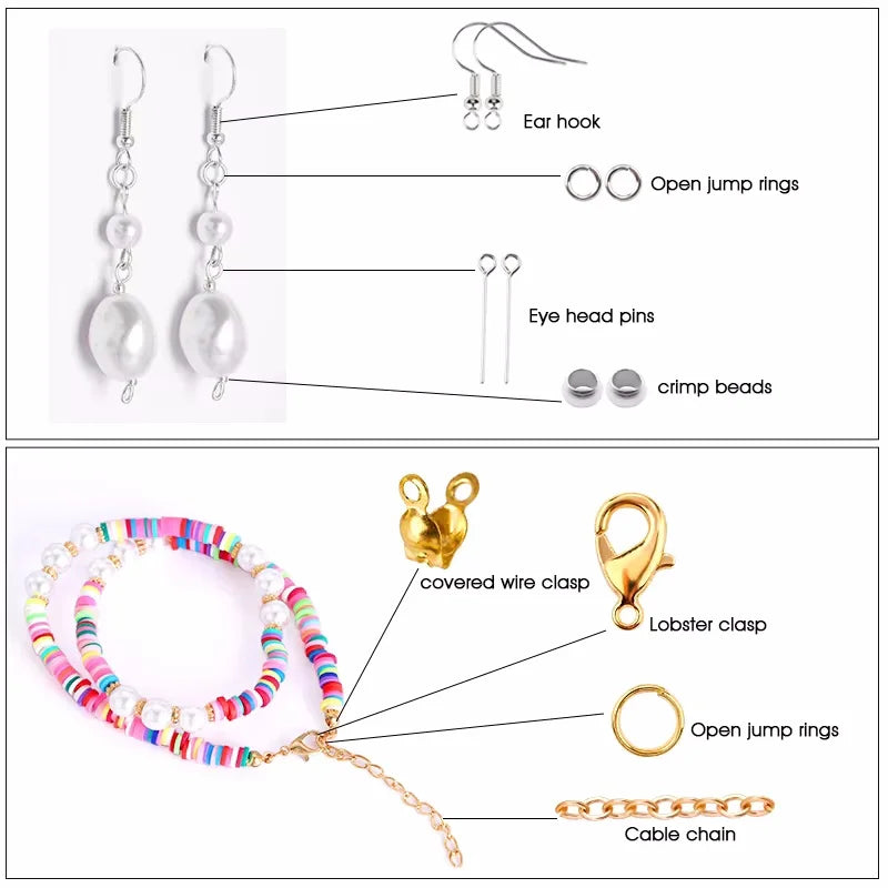 Alloy Accessories Jewelry Findings Set Earring Making Kit Lobster Clasp Open Jump Rings Repair Tools DIY Jewelry Making Supplies Qme