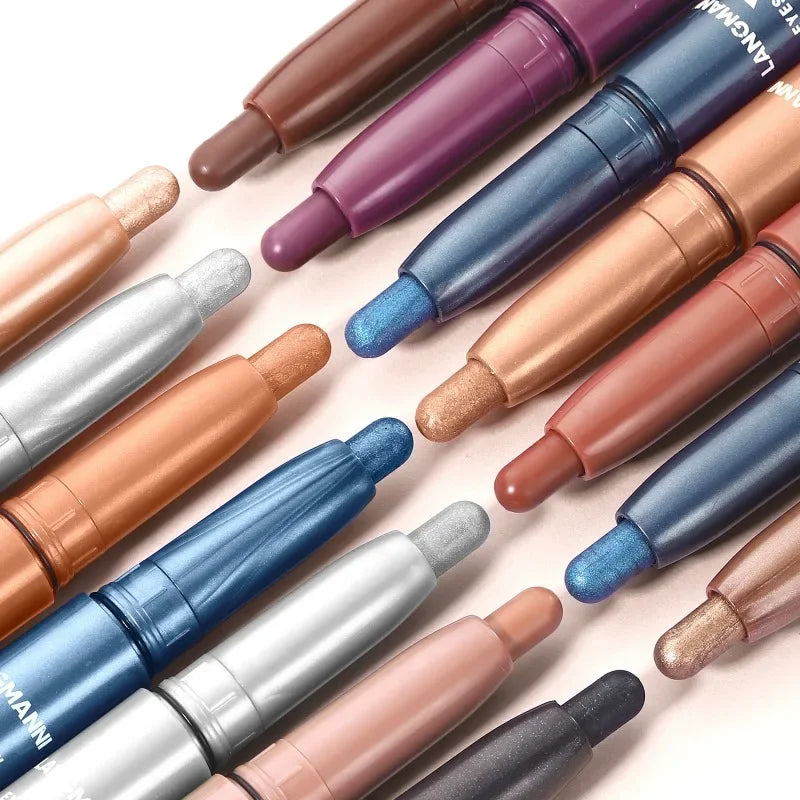 Smoky Dark Black Eyeshadow Pencil Stick Waterproof Pearlescent Matte Metallic Glitter Eye Shadow Highlighter Pen Make Up Tool Qme