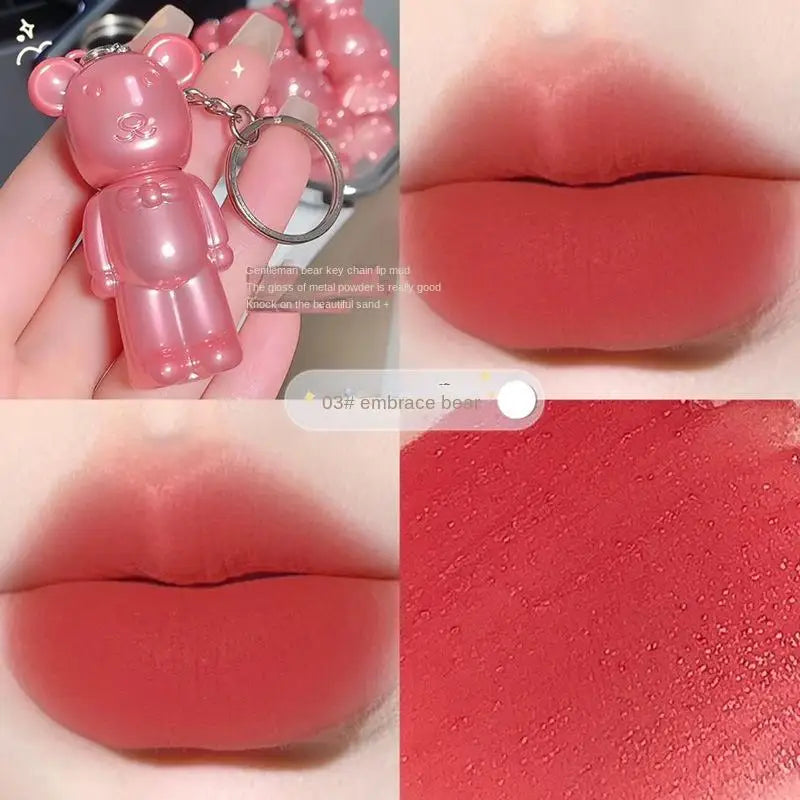 ZVEV Bear Lip Mud Matte Foggy Velvet Glaze Lipstick Keychain Pendant Qme A8-300-03