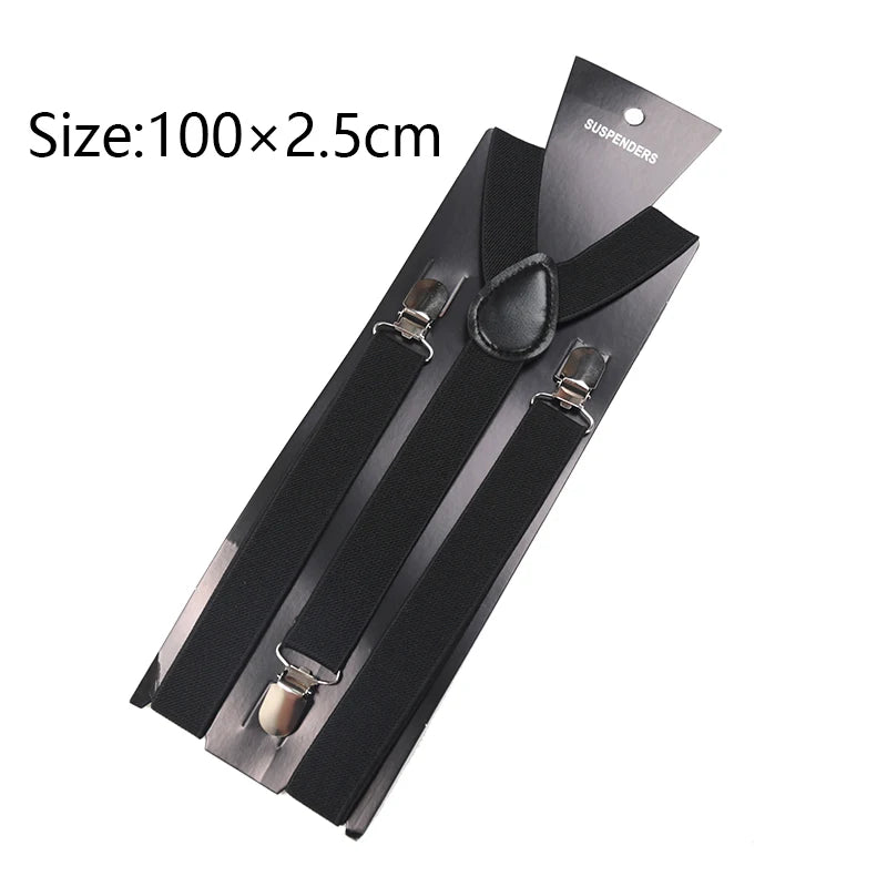 Unisex Elastic Leather Suspenders Braces Men Women Gift Black Blue Red Adjustable Straps for Wedding Suit Skirt Accessories Qme