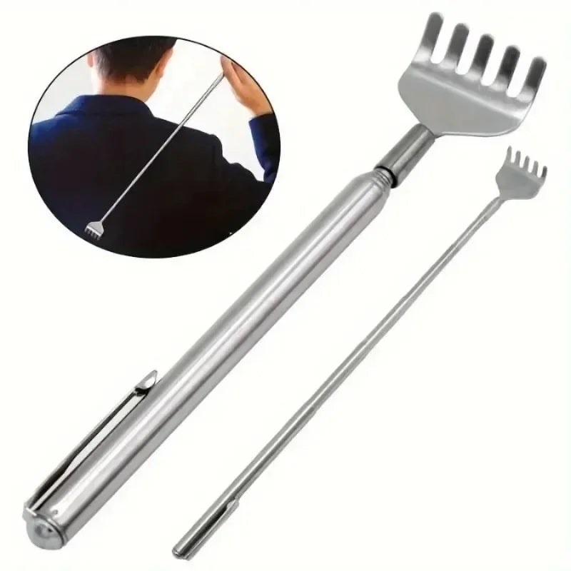 Silvery Portable Telescopic Back Scratcher Extendable Stainless Steel for Men & Women Gift for Mothers And Fathers Qme