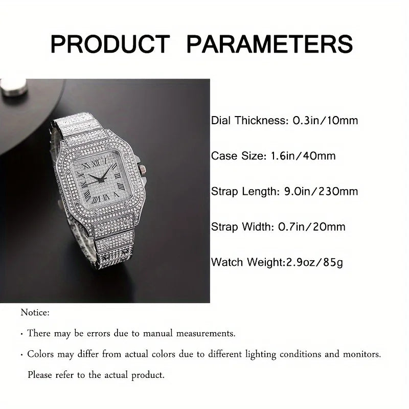 Men's Fashion Elegant High-End Analog Zinc Alloy Watch With Rhinestones Qme