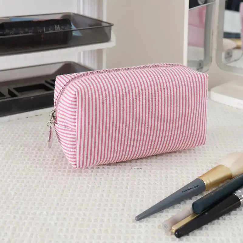 Toiletry Storage Pouch Fresh Simple Striped Cosmetic Bag Large Qme A1