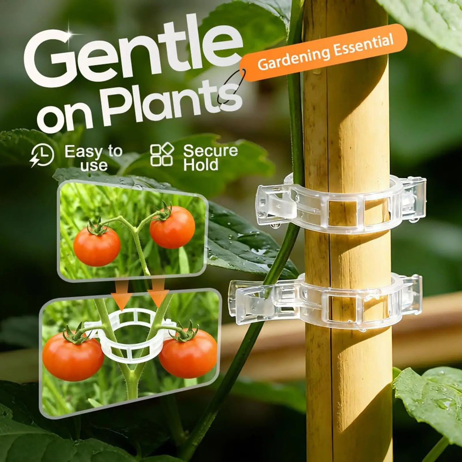 Tomato Plant Clips 100 Pieces Clamps Holder Support Secured Plant Clips for Vines for Garden Outdoor Indoor Gardening Balcony Qme